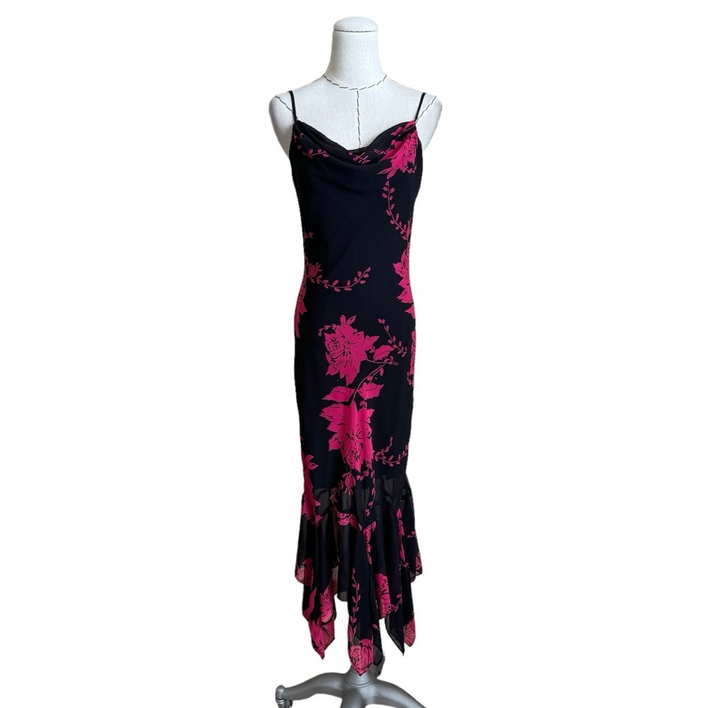 Vintage Y2K Sheena Cowl Slip Floral Dress Sex City Carrie Bradshaw Small